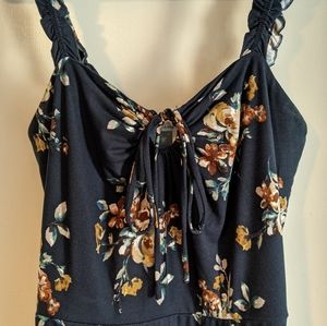 Navy and floral tank dress